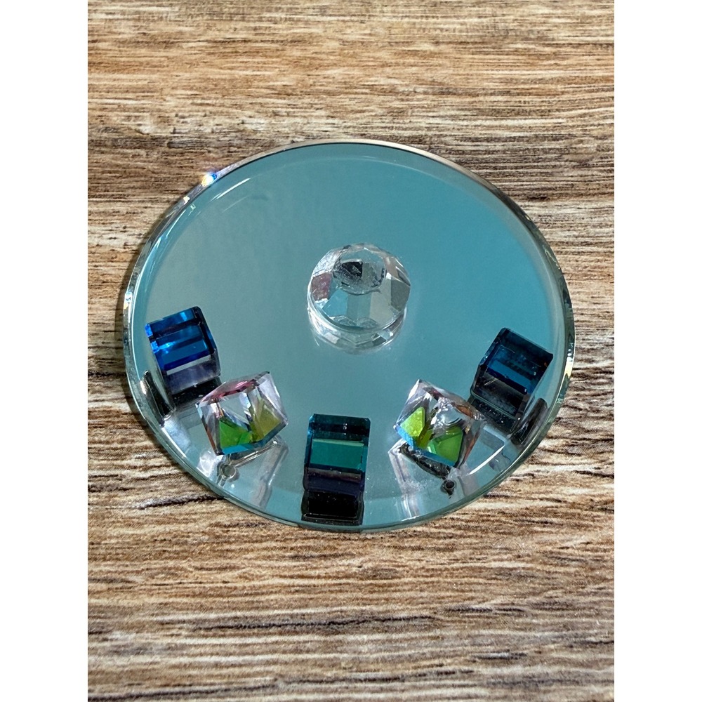 Crystal Mirrored Base Craft Parts Glass Jewel Inlay Round Display Repair 2 inch